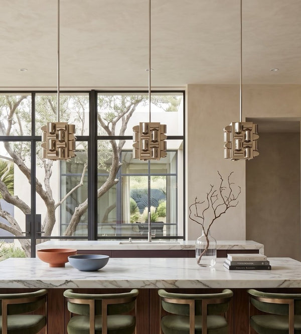 Phillips Collection Arete Cylindrical Pendant Light Polished Stainless Steel for Kitchen Island Dining CH69620