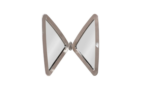 Phillips Collection Butterfly Sculptural Brass Wall Mirror with Ribbed Steel Wings and Organic Modern Appeal Silver CH72533