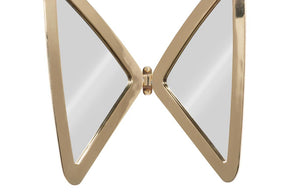 Phillips Collection Butterfly Sculptural Brass Wall Mirror with Ribbed Steel Wings and Organic Modern Appeal Gold CH72534