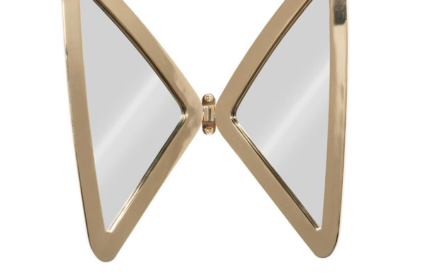 Phillips Collection Butterfly Sculptural Brass Wall Mirror with Ribbed Steel Wings and Organic Modern Appeal Gold CH72534