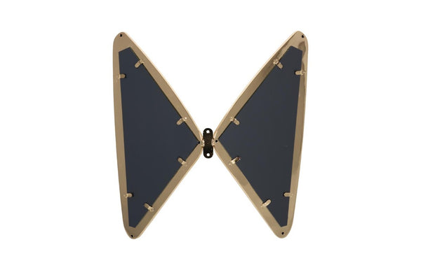 Phillips Collection Butterfly Sculptural Brass Wall Mirror with Ribbed Steel Wings and Organic Modern Appeal Gold CH72534