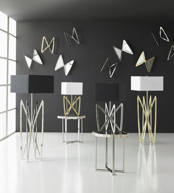 Phillips Collection Butterfly Sculptural Brass Wall Mirror with Ribbed Steel Wings and Organic Modern Appeal Gold CH72534
