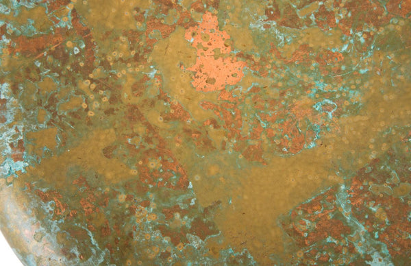 Phillips Collection Button Circular Wall Tile with Copper Leaf Acid Patina and Deep Relief Sculptural Finish CH80696