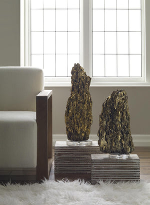 Phillips Collection Stalagmite Polished Brass Table Lamp with Glass Base Sculptural Artisan Lighting CH82554