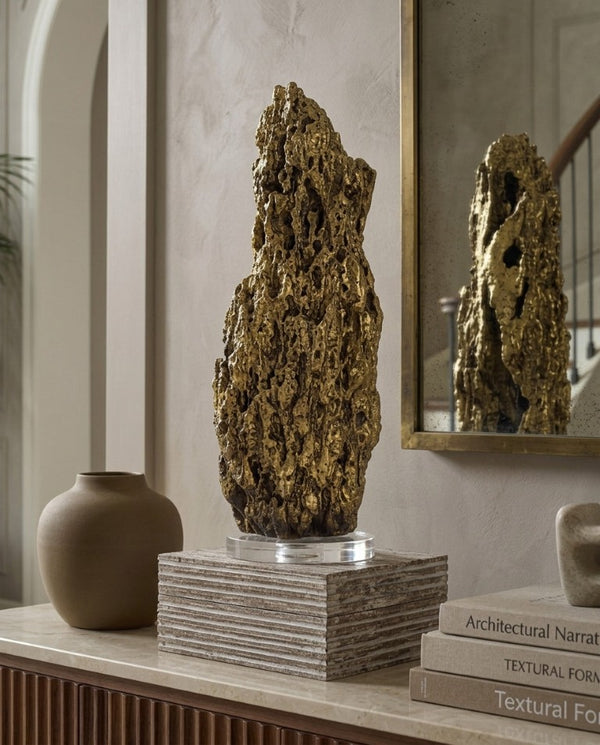 Phillips Collection Stalagmite Polished Brass Table Lamp with Glass Base Sculptural Artisan Lighting CH82554