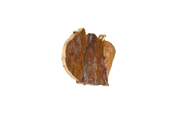 Phillips Collection Gem Wall Tile in Brass Frame - Handcrafted Natural Stone Accent for Modern Interiors and Galleries Earth Marble CH84024