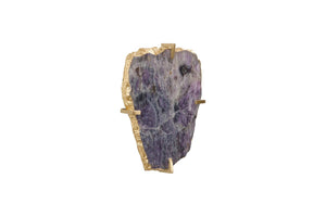 Phillips Collection Gem Wall Tile in Brass Frame - Handcrafted Natural Stone Accent for Modern Interiors and Galleries Purple Quartz CH84025