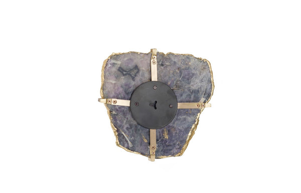 Phillips Collection Gem Wall Tile in Brass Frame - Handcrafted Natural Stone Accent for Modern Interiors and Galleries Purple Quartz CH84025