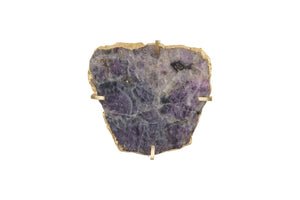 Phillips Collection Gem Wall Tile in Brass Frame - Handcrafted Natural Stone Accent for Modern Interiors and Galleries Purple Quartz CH84025