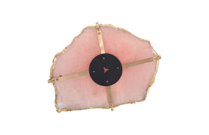 Phillips Collection Gem Wall Tile in Brass Frame - Handcrafted Natural Stone Accent for Modern Interiors and Galleries Rose Quartz CH84026