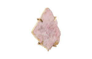 Phillips Collection Gem Wall Tile in Brass Frame - Handcrafted Natural Stone Accent for Modern Interiors and Galleries Rose Quartz CH84026