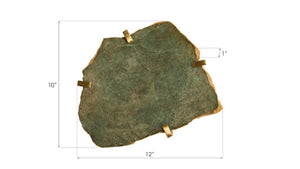Phillips Collection Gem Wall Tile in Brass Frame - Handcrafted Natural Stone Accent for Modern Interiors and Galleries Green Emerald CH84027
