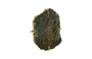 Phillips Collection Gem Wall Tile in Brass Frame - Handcrafted Natural Stone Accent for Modern Interiors and Galleries Glacier Charcoal CH84030
