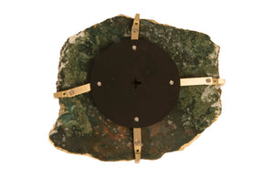 Phillips Collection Gem Wall Tile in Brass Frame - Handcrafted Natural Stone Accent for Modern Interiors and Galleries Glacier Charcoal CH84030
