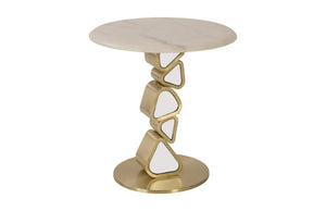 Phillips Collection Pebble Brushed Brass Mirror Panel End Table Sculptural Organic Modern Living Room Accent CH92437