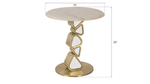 Phillips Collection Pebble Brushed Brass Mirror Panel End Table Sculptural Organic Modern Living Room Accent CH92437