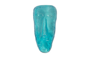 Phillips Collection Glass Sculptural Face Wall Tile Handcrafted Turquoise Art Piece for Modern Interiors CH92440