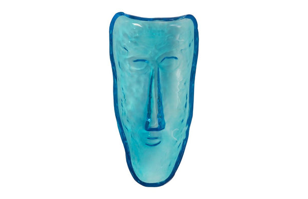 Phillips Collection Glass Sculptural Face Wall Tile Handcrafted Turquoise Art Piece for Modern Interiors CH92440