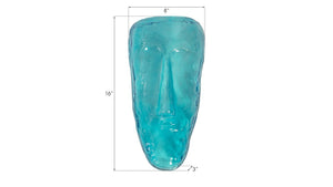 Phillips Collection Glass Sculptural Face Wall Tile Handcrafted Turquoise Art Piece for Modern Interiors CH92440