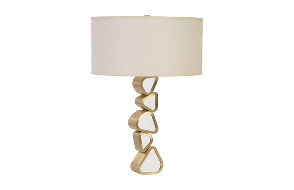 Phillips Collection Pebble Sculptural Brass Table Lamp with Mirrored Segments for Living Room or Bedroom CH92443