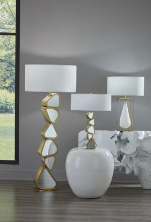 Phillips Collection Pebble Sculptural Brass Table Lamp with Mirrored Segments for Living Room or Bedroom CH92443