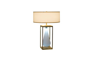 Phillips Collection Tear Drop Table Lamp - Modern Organic Design with Frosted Glass & Gold Metal Frame for Ambient Light CH92445