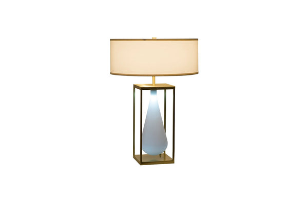 Phillips Collection Tear Drop Table Lamp - Modern Organic Design with Frosted Glass & Gold Metal Frame for Ambient Light CH92445