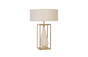 Phillips Collection Tear Drop Table Lamp - Modern Organic Design with Frosted Glass & Gold Metal Frame for Ambient Light CH92445