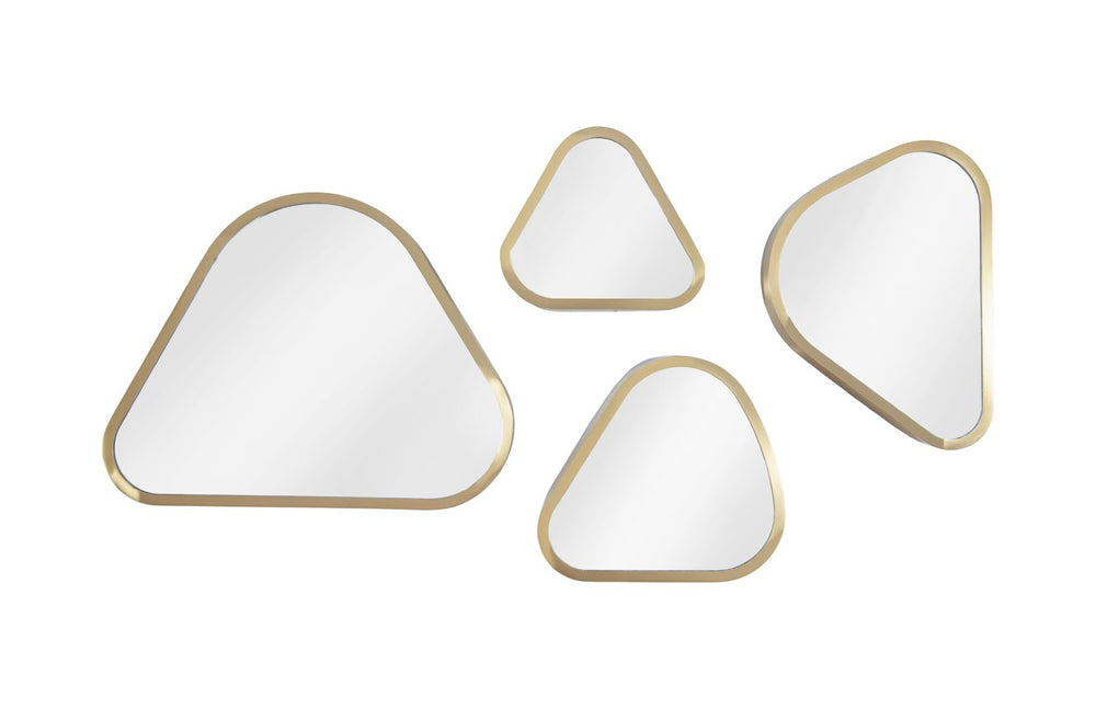 Phillips Collection Pebble Mirrors Set of 4 - Organic Modern Brushed Brass Accents for Stylish Home Decor & Vignettes CH97807
