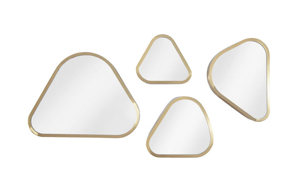 Phillips Collection Pebble Mirrors Set of 4 - Organic Modern Brushed Brass Accents for Stylish Home Decor & Vignettes CH97807