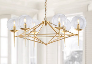 Safavieh GREYOR, Elegant 6-Light Extendable Chandelier in Gold Iron & Glass for Stunning Home Illumination CHA4001A