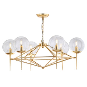 Safavieh GREYOR, Elegant 6-Light Extendable Chandelier in Gold Iron & Glass for Stunning Home Illumination CHA4001A