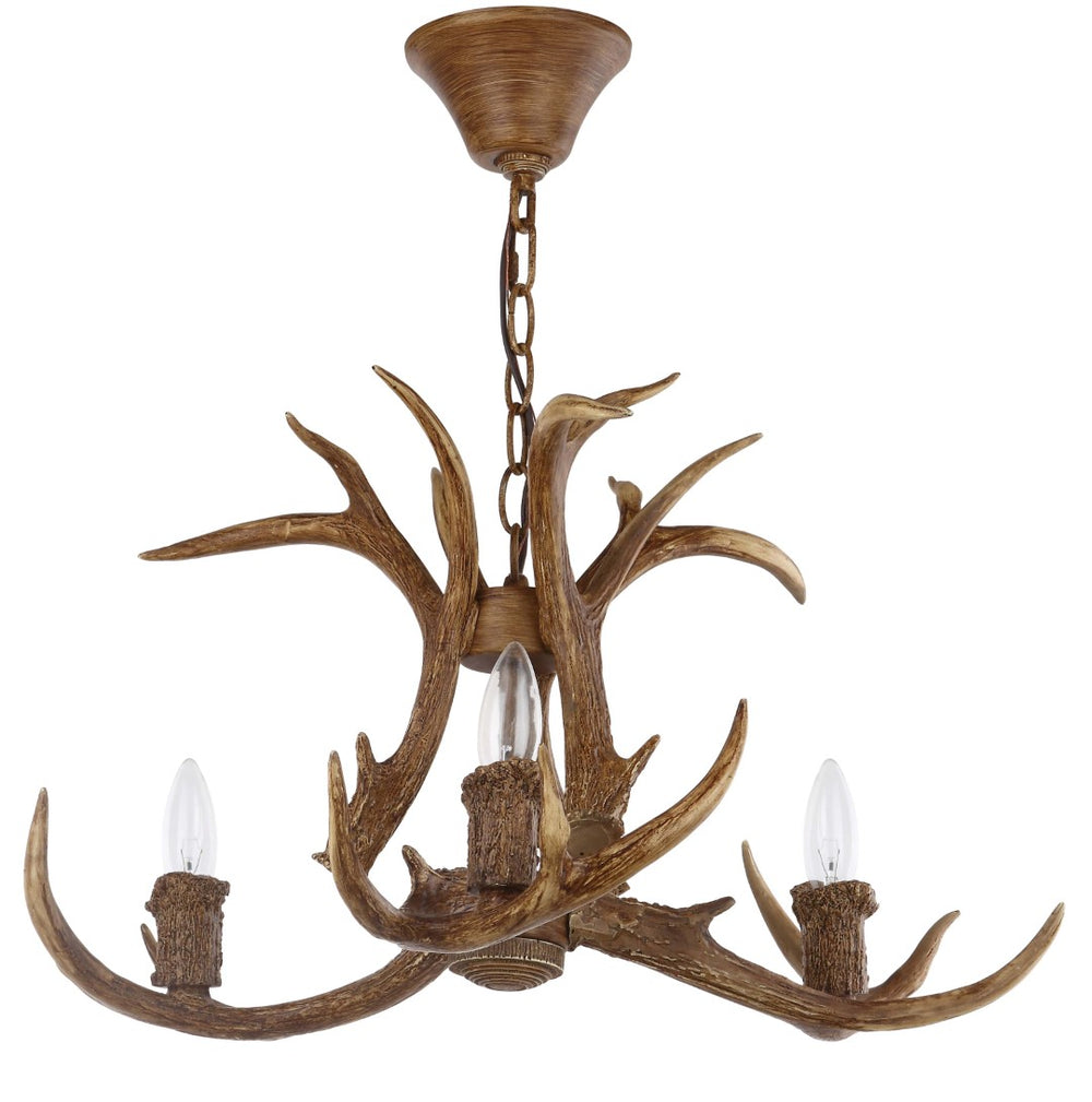 Safavieh MAKANI, 3-Light Extendable Chandelier, 21.5-Inch Rustic Brown Resin & Iron for Dining & Living Spaces CHA4002A