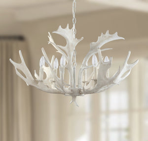 Safavieh BIRCH, 6-Light Extendable Chandelier in White Resin & Iron for Stunning Home Ambiance & Style CHA4003A