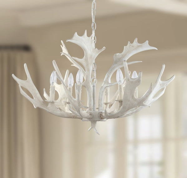 Safavieh BIRCH, 6-Light Extendable Chandelier in White Resin & Iron for Stunning Home Ambiance & Style CHA4003A