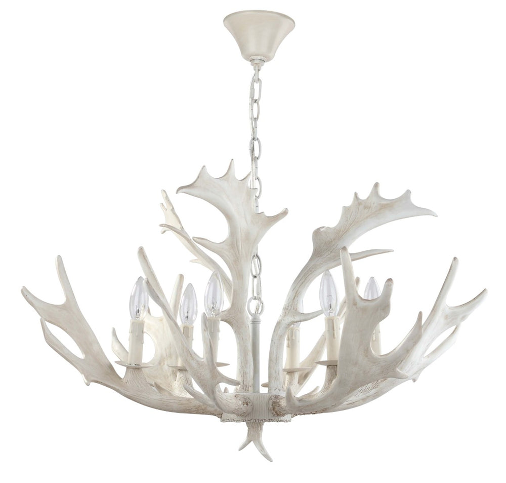 Safavieh BIRCH, 6-Light Extendable Chandelier in White Resin & Iron for Stunning Home Ambiance & Style CHA4003A