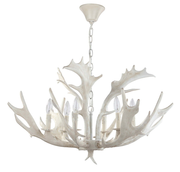 Safavieh BIRCH, 6-Light Extendable Chandelier in White Resin & Iron for Stunning Home Ambiance & Style CHA4003A