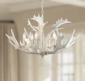 Safavieh BIRCH, 6-Light Extendable Chandelier in White Resin & Iron for Stunning Home Ambiance & Style CHA4003A