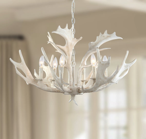 Safavieh BIRCH, 6-Light Extendable Chandelier in White Resin & Iron for Stunning Home Ambiance & Style CHA4003A