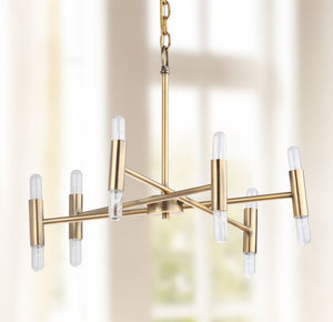 Safavieh GALE, 12-Light Gold Iron Chandelier - Elegant Extendable Fixture for Dining Rooms & Living Spaces CHA4005A