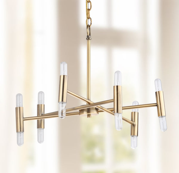 Safavieh GALE, 12-Light Gold Iron Chandelier - Elegant Extendable Fixture for Dining Rooms & Living Spaces CHA4005A