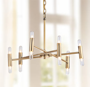 Safavieh GALE, 12-Light Gold Iron Chandelier - Elegant Extendable Fixture for Dining Rooms & Living Spaces CHA4005A