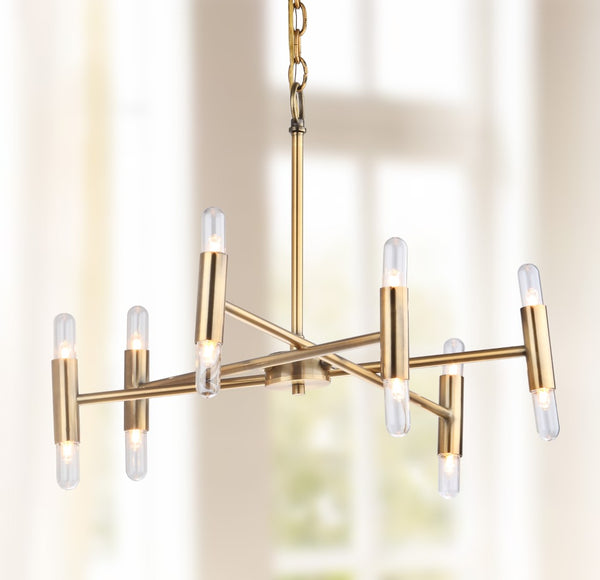 Safavieh GALE, 12-Light Gold Iron Chandelier - Elegant Extendable Fixture for Dining Rooms & Living Spaces CHA4005A