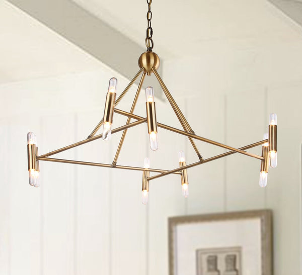 Safavieh HEGARTY, 16-Light Extendable Chandelier in Brass & Iron - Elegant Lighting for Dining & Living Spaces CHA4006A