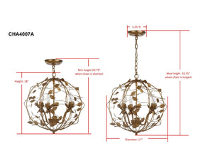 Safavieh AUSTEN, 3-Light Extendable Chandelier – Elegant Gold Finish, Adjustable Height for Modern Spaces CHA4007A