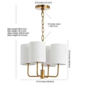 Safavieh ELIAS, 4-Light Extendable Chandelier in Brass & Iron – Elegant Lighting for Dining Rooms & Foyers CHA4009A