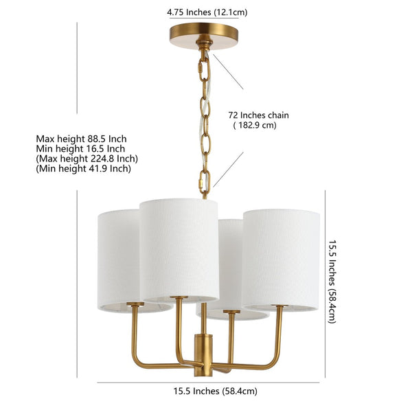 Safavieh ELIAS, 4-Light Extendable Chandelier in Brass & Iron – Elegant Lighting for Dining Rooms & Foyers CHA4009A
