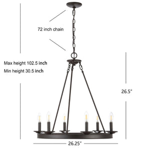 Safavieh JORIS 6-Light Extendable Chandelier - Modern Elegance for Dining Rooms and Living Spaces Oil Rub Bronze CHA4015A
