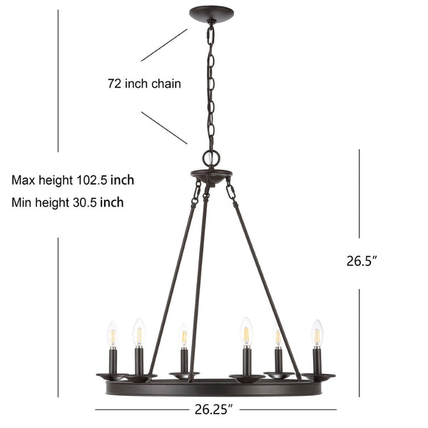Safavieh JORIS 6-Light Extendable Chandelier - Modern Elegance for Dining Rooms and Living Spaces Oil Rub Bronze CHA4015A