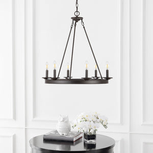 Safavieh JORIS 6-Light Extendable Chandelier - Modern Elegance for Dining Rooms and Living Spaces Oil Rub Bronze CHA4015A